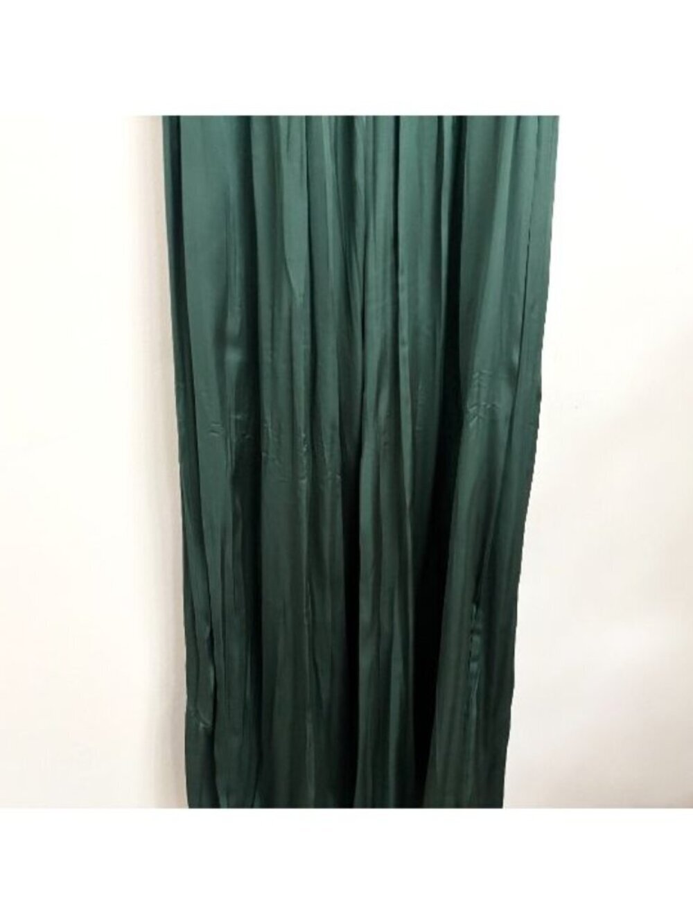 EUC Zara Satin Effect Emerald Green V Neck Jumpsuit - Sz XS - Picture 2 of 12